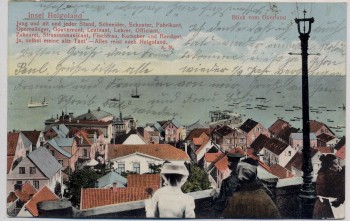 VERKAUFT !!!   AK Insel Helgoland Blick vom Oberland mit Menschen Gedicht Feldpost 1914