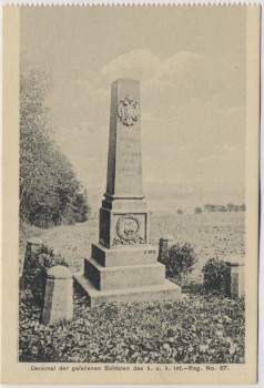 AK Hradec Králové Schlachtfeld bei Königgrätz 1866 Denkmal des k. u. k. Inf.-Reg. No. 67 Tschechien 1914