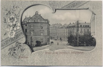 AK Passepartout Glauchau Brücke an der Hoffnung und Schlachthofstrasse 1900 RAR