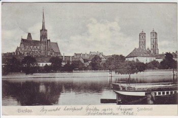 AK Breslau Wrocław Sandinsel Schlesien Polen 1907