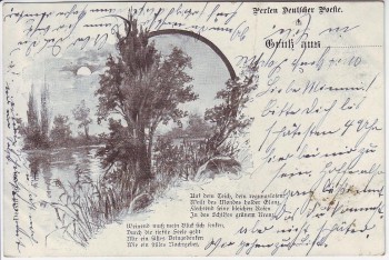 Künstler-AK Gruß aus ... Perlen Deutscher Poesie Landschaft Dessin 260 1900