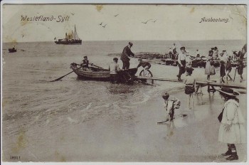 AK Westerland Sylt Ausbootung viele Kinder 1906