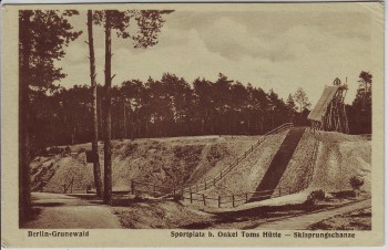 AK Berlin Grunewald Sportplatz b. Onkel Toms Hütte Skisprungschanze 1920 RAR