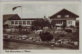 AK Foto Berlin Kladow Cafe Schweizerhaus mit Fahne 1935