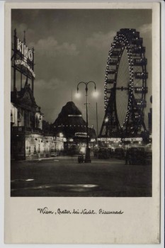 AK Foto Wien Prater bei Nacht Riesenrad 1941