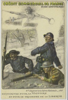 Künstler-AK 1.WK Propaganda France Frankreich Soldaten im Schützengraben 1918