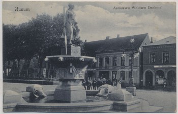 AK Husum Asmussen Woldsen Denkmal Kinder Bahnpoststempel 1905