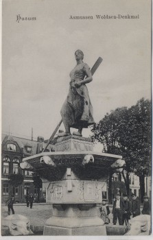 AK Husum Asmussen Woldsen-Denkmal Brunnen mit Kinder 1911