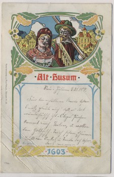 AK Litho Husum Alt-Husum Mann und Frau 1603 1904 RAR