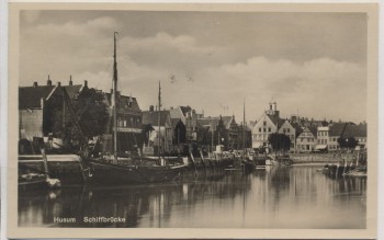 AK Foto Husum Schiffbrücke Schiffe 1935