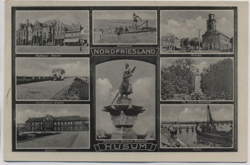 AK Mehrbild Husum Bahnhof Damm Rathaus Hafen 1941