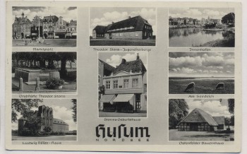 AK Mehrbild Husum Marktplatz Seedeich Innenhafen ... 1958