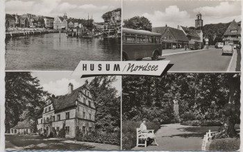 AK Mehrbild Husum Nordsee Hafen Busse Stadtpark ... 1960