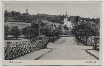 AK Foto Holzminden Weser Stadtpark mit Brücke 1935