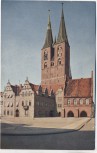 AK Farbfoto Stendal Rathaus und Marienkirche 1915